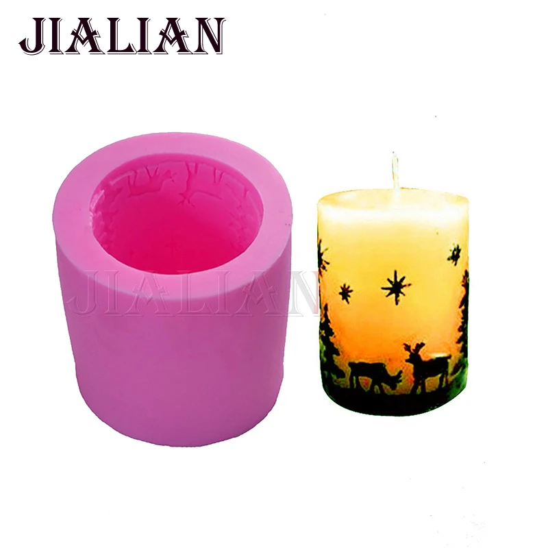 3D цилиндрическая Рождественская Снежинка свеча форма ЗВЕЗДА Олень Дерево сосна