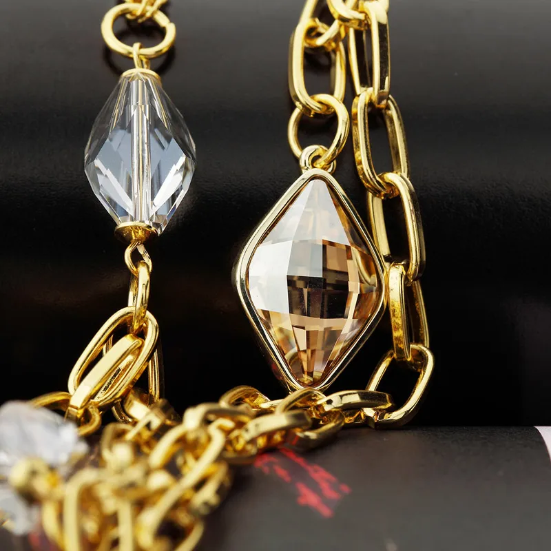 Neoglory новые Стразы светильник желтого золота цвет ожерелья и подвески ювелирные