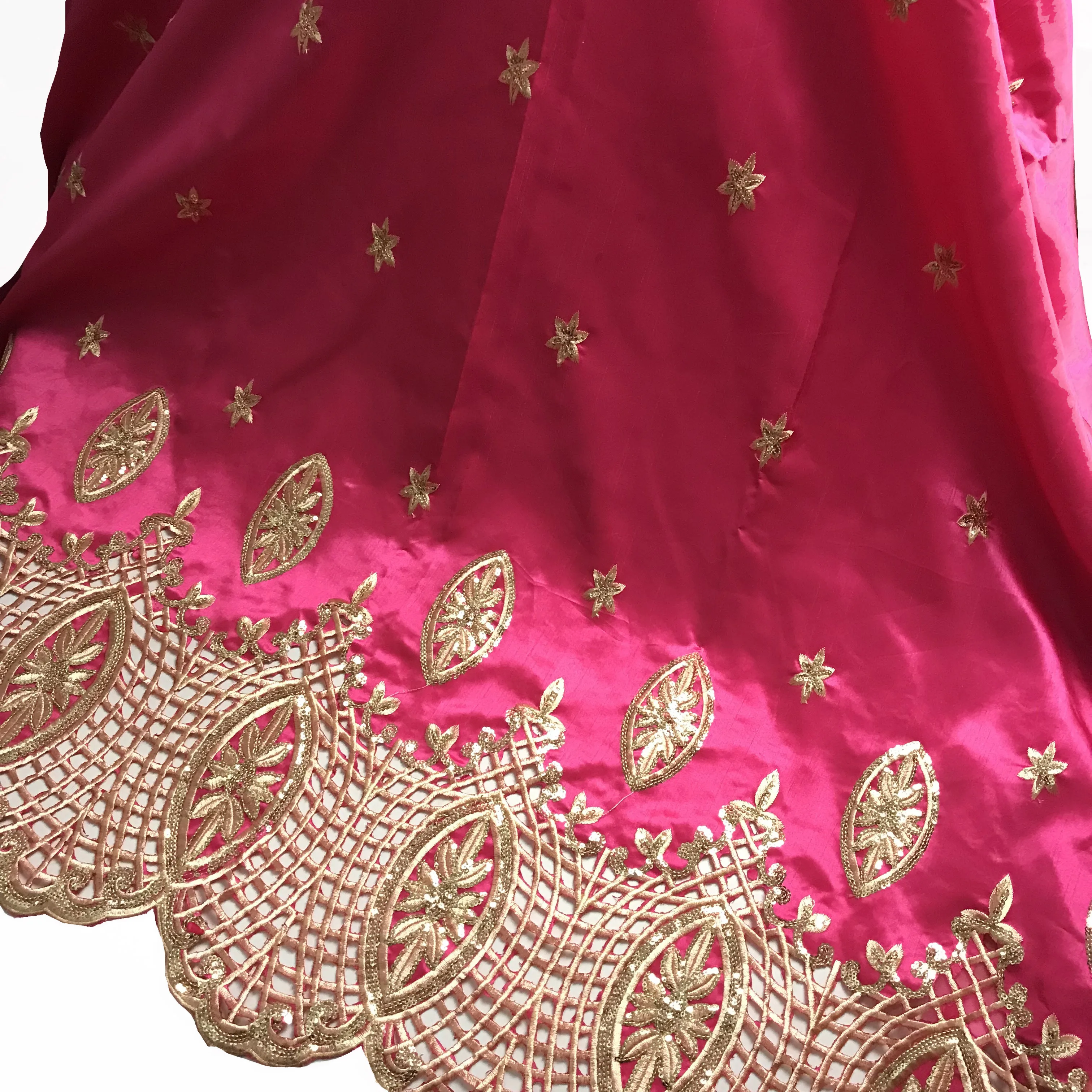 2020 Nigerian Fushia Pink African George Lace Fabric Latest Sewing Material Cotton Sequince Bridal Dress DIY Raw Silk KRL-91823 | Дом и сад