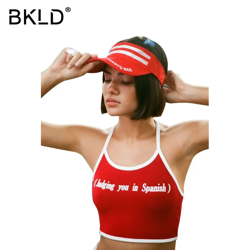 Модные сексуальные пляжные укороченные топы BKLD с лямкой на шее Облегающая майка