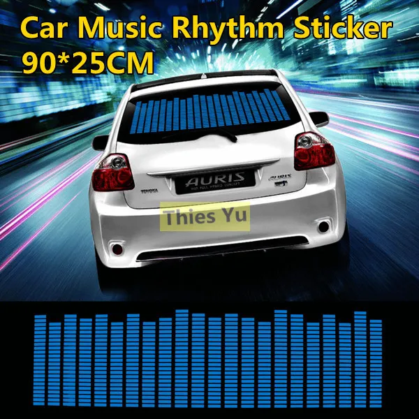 90*25CM Car Music Sticker Equalizer Sound Activated EL Sheet Glow Flash Panel Multi Colour Light Flashing Free Shipping |
