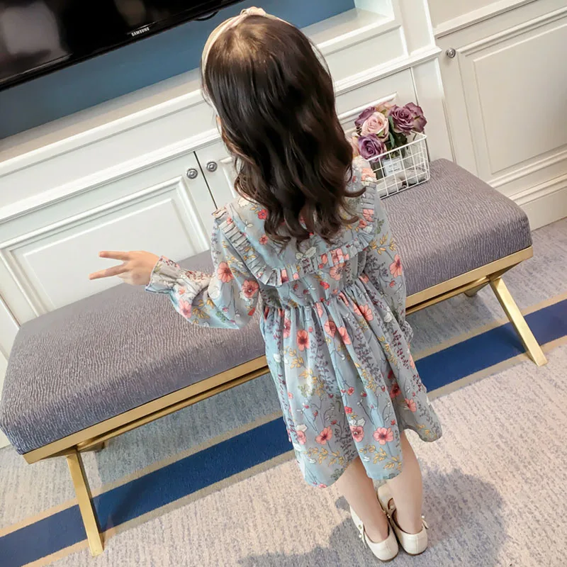Kids Girls Dresses Spring Autumn Baby Girl Clothes Chiffon Princess Dress Small Floral Print Design Children Sweet | Детская одежда и