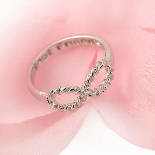 Серебристый Модные женские кольца с буквами BFF и надписью Best Friend Siver Gold Punk Infinity 8 с бантом - Цвет основного камня: Серебристый