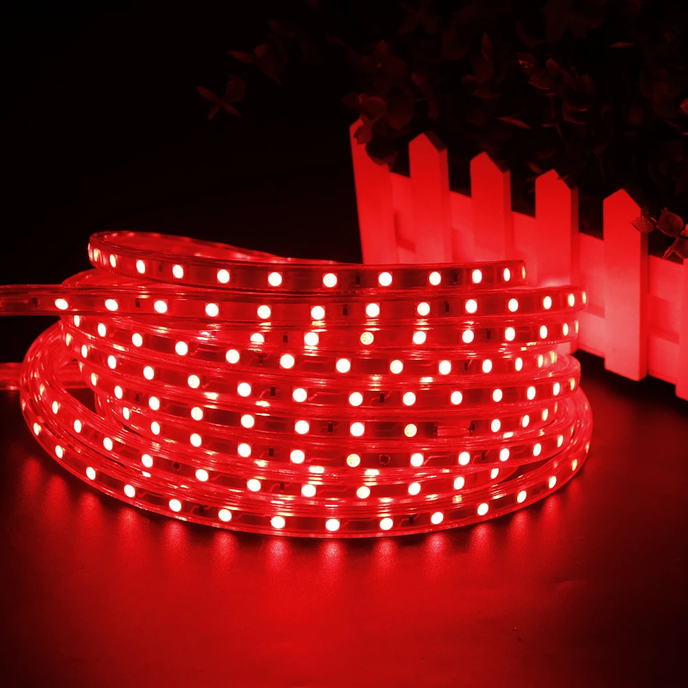 

AC220V 5050 strip Led lighting 60leds/M Green Warm white Red Yellow Blue Color waterproof for Garden Party Playground decor IL