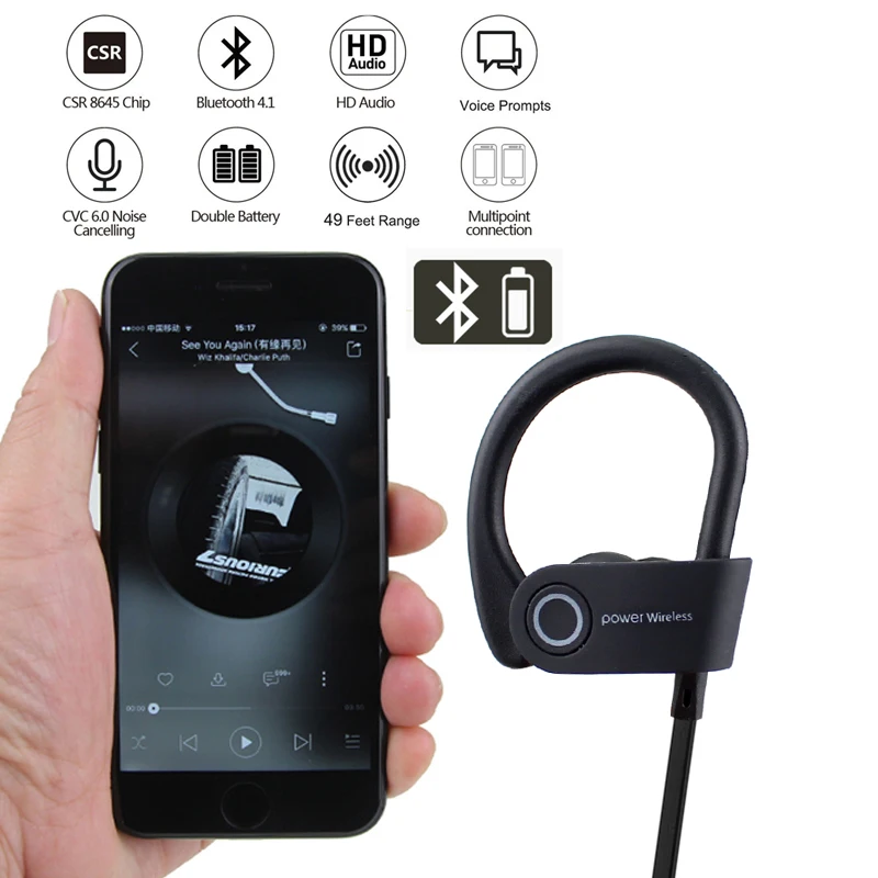 Спортивные bluetooth наушники беспроводные 4 1 стерео бас музыкальные микрофон