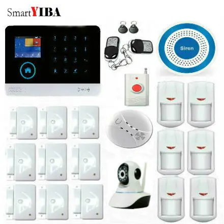 

SmartYIBA Wireless WIFI GSM 3G Alarm System Security Home Burglar Alarm System Smoke Fire Sensor Detector Video IP Camera