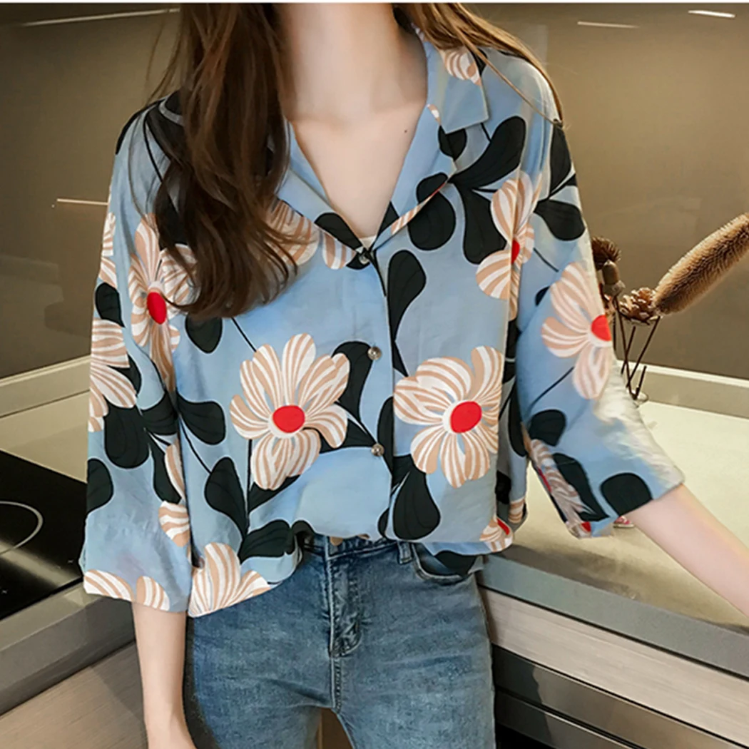 Блузка женская повседневная с цветочным принтом 2019 | Женская одежда