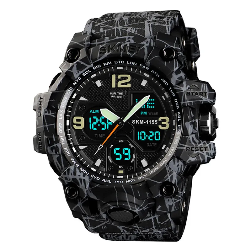 G Часы Новая мода Секундомер reloj relogio skmei мужские спортивные часы с двойным дисплеем цифровые светодиодные электронные часы montre homme montre# A - Цвет: G