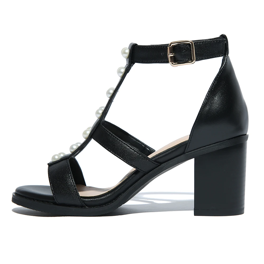 Модные летние туфли из натуральной кожи с жемчугом и римскими змеями