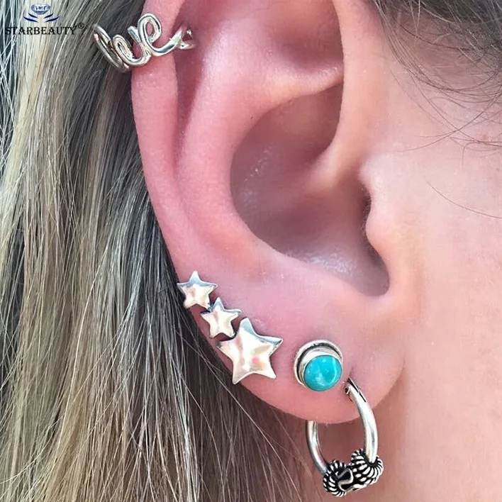 M5017 Starbeauty 1 комплект Ретро ухо поддельные пирсинг Спираль пирсинг для пупка Поддельные Нос кольцо Пирсинг жемчужные серьги орнамент ювелирные изделия для тела инструмент - Окраска металла: M5017