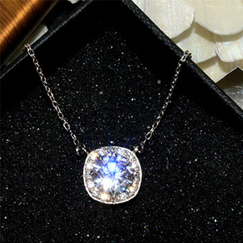 ROXI 925 пробы Серебряное ожерелье Женская мода Леди Волшебный Куб Циркон геометрическое колье-чокер ювелирные изделия ожерелье - Окраска металла: A