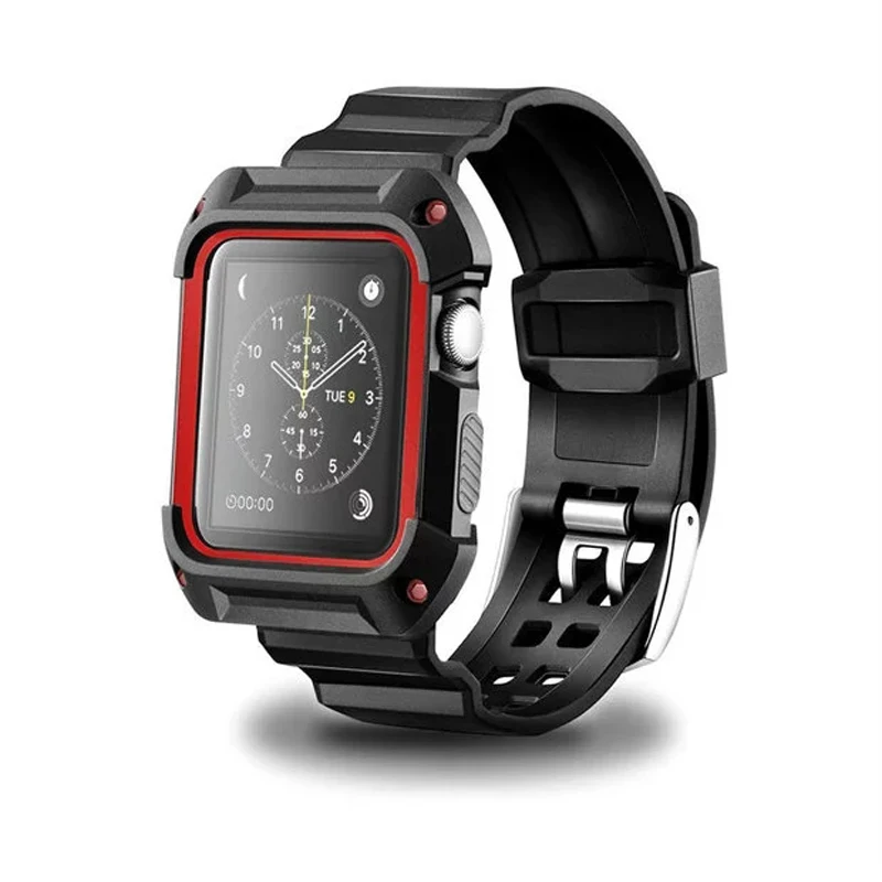 LEONIDAS Sport watch case+strap for apple band 42mm 38mm wrist bracelet Rubber watchband+Protective Cover iwatch Serie | Наручные часы