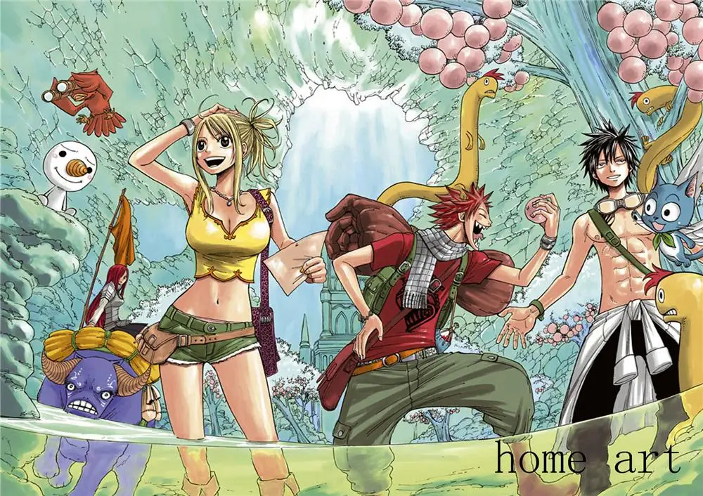 Тёмно-синий Fairy Tail Плакаты аниме стены наклейки с белым покрытием Бумага принты Высокое разрешение украшения дома гостиная Спальня - Цвет: Тёмно-синий
