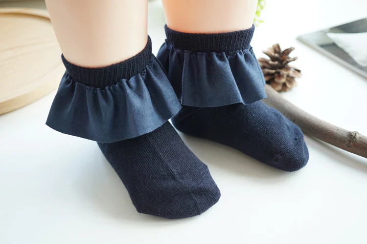 One Pairs Sweet Girls Kids Frilly Satin Lace Cotton Socks Princess Lace Bow Soft Trim Baby Toddler Short Socks High Quality
