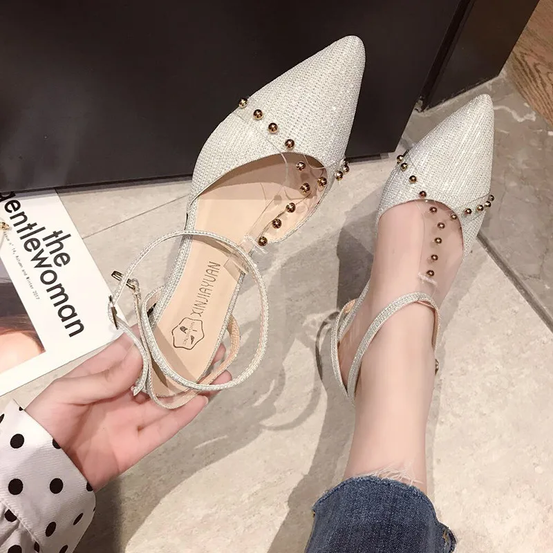 Прозрачные летние босоножки с ремешком на щиколотке Женская обувь тонком