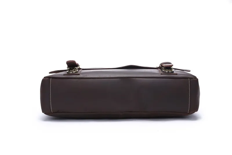 Винтажный кожаный портфель Crazy Horse, коровья кожа, черный, 15 дюймов, сумка для ноутбука, деловая сумка на плечо, натуральная кожа, мужская сумка-мессенджер