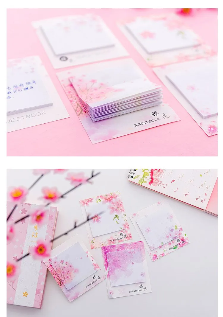 Милый Kawaii Flower Blossoms блокнот креативный клейкая бумага для заметок, Канцтовары наклейка планировщик s блокноты офисные школьные принадлежности