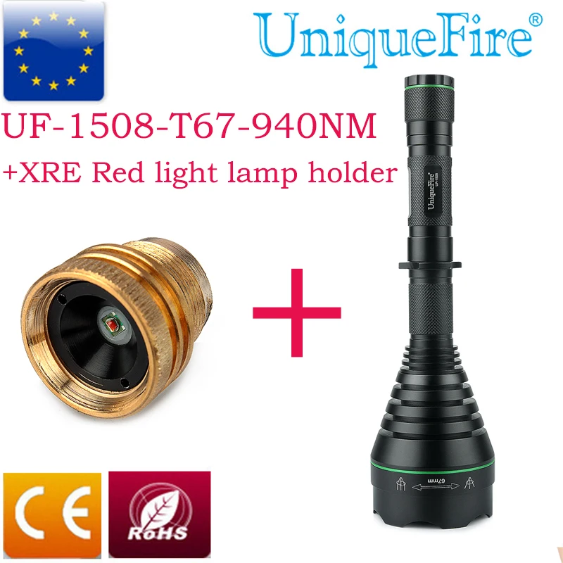 

LED Blub UF-T67 Hunting Flashlight 3 Modes 1508 IR940NM Rechargeable+XRE Red Light Lamp With O-ring Waterproof Design
