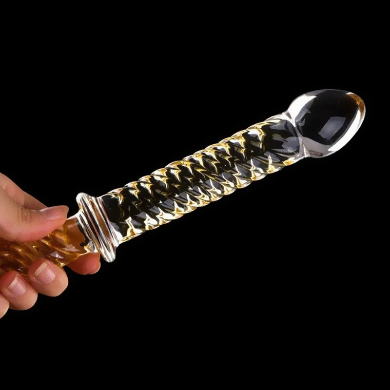 Стеклянный фаллоимитатор Кристальный с двойной головкой пирекс поддельный