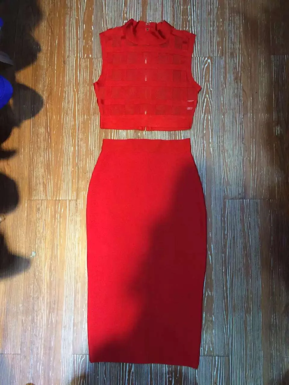 Высокое качество Красный 2 шт. Бандажное платье 2016 Платье из новой коллекции