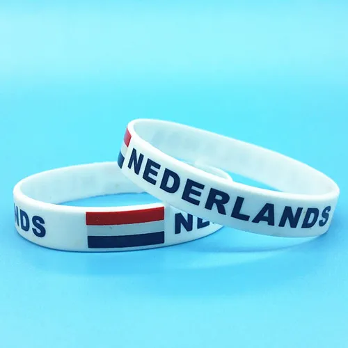 Nederlands 2 шт. флаги мира Логотип Браслет Открытый спортивный силиконовый наручный браслет для мужчин и женщин эластичный резиновый браслет браслеты Чирлидер подарки - Окраска металла: Nederlands