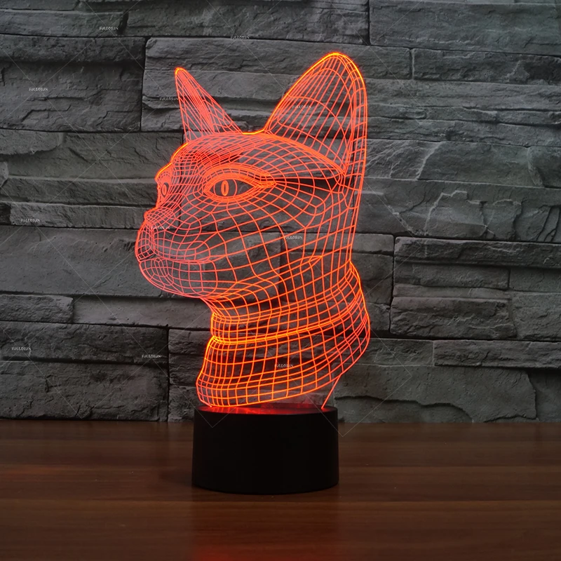 Художественная линия кошачья голова дизайн 3D ночник 7 меняющий цвет для спальни