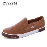 zyyzym fashion shoes men pu leather retro breathable men causal shoes outdoor loafers walking slacker men shoes