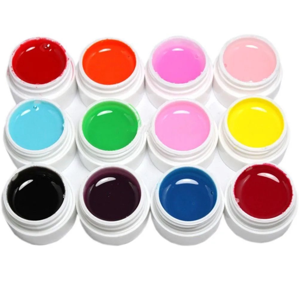 Горячая 12 шт микс чистый сплошной цвет УФ-строитель гель набор для дизайна ногтей