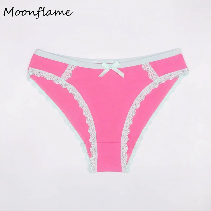 Moonflme, 3 шт./лот, лидер продаж, 6 цветов, женские трусики, хлопковые сексуальные кружевные трусики, 89147