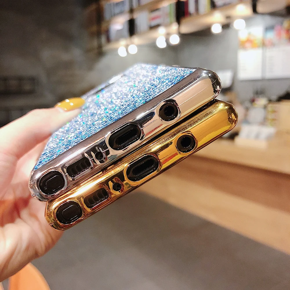 Блестящий Мягкий силиконовый чехол с блестками для Samsung Galaxy S8 S9 Note 8 9 A8 J4 J6 Plus J8 J3 J5