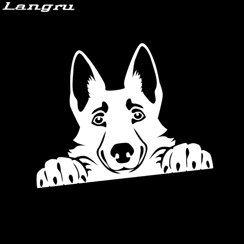 Langru Peeking Красивая крутая графика немецкая овчарка Милая Автомобильная Наклейка
