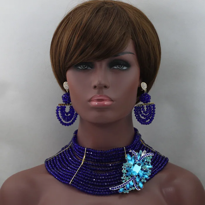 Великолепный Королевский синий женский комплект ювелирных изделий из