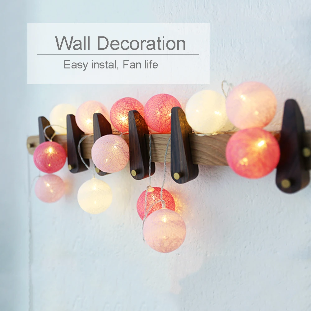 

Pink Led Light String 5CM Ball Warm White Fairy Garland Christmas Girl Room Wedding Decoration EU Battery Box Holiday lights WW