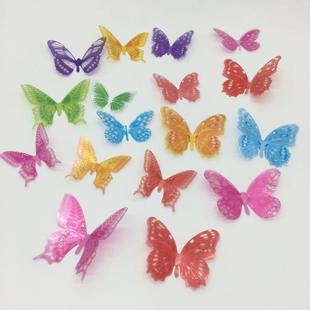 

18pcs/set Black and White Crystal Butterflies Wall Sticker For Kids Rooms Art Mural Refrigerator Wedding Decoration Wall Decals