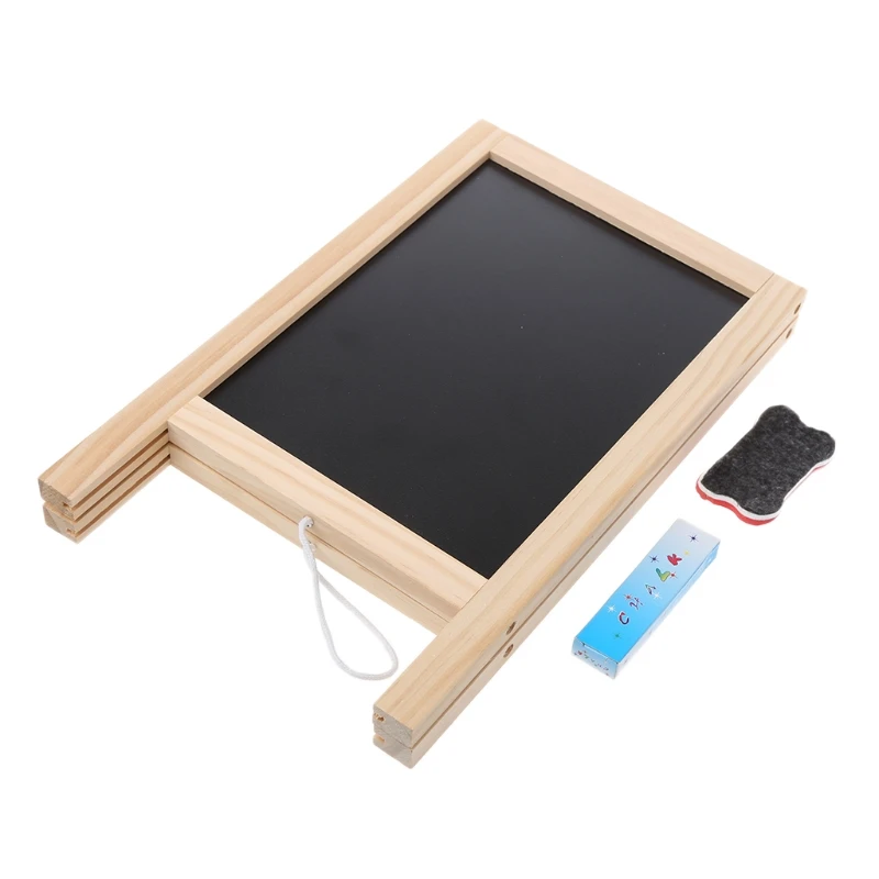 Mini Wooden Tripod Blackboard Small Double Easel Message Board Whiteboard