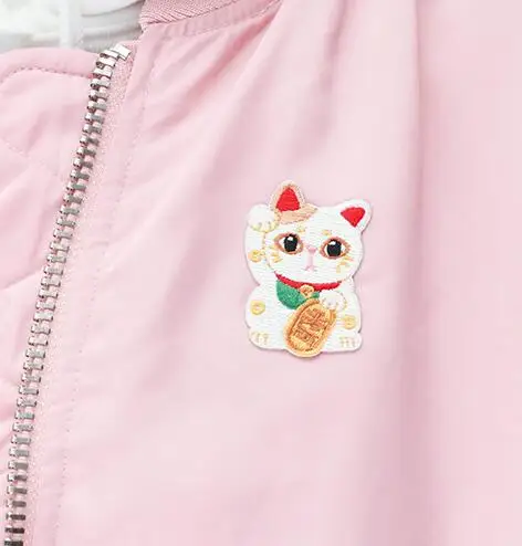Япония Lucky Cat Вышивка глажка на крутые аппликации для детей куртка одежда для футболок наклейки Значки для шляп рюкзак - Цвет: 01