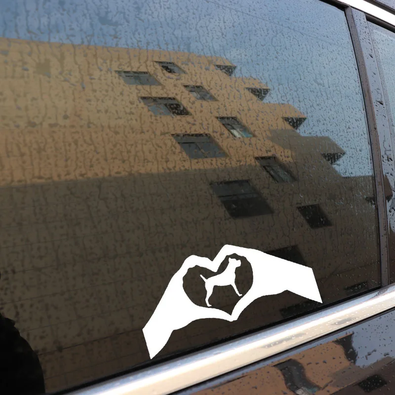 

QYPF 16.1*7.8CM Interesting Hand And dog Car Sticker Decoration Graphic Vinyl Black/Silver Motorcycle C16-0292