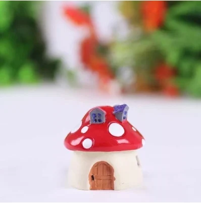 Садовый орнамент домик в виде грибов Статуэтка из смолы горшок для растений