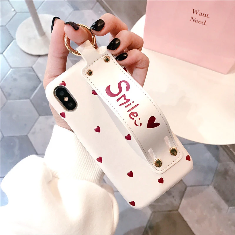 Чехол для телефона GlamPhoneCase Red Love Heart с ремешком iphone X 8 8plus 6 plus Жесткий 7plus 7 6S + Мода |