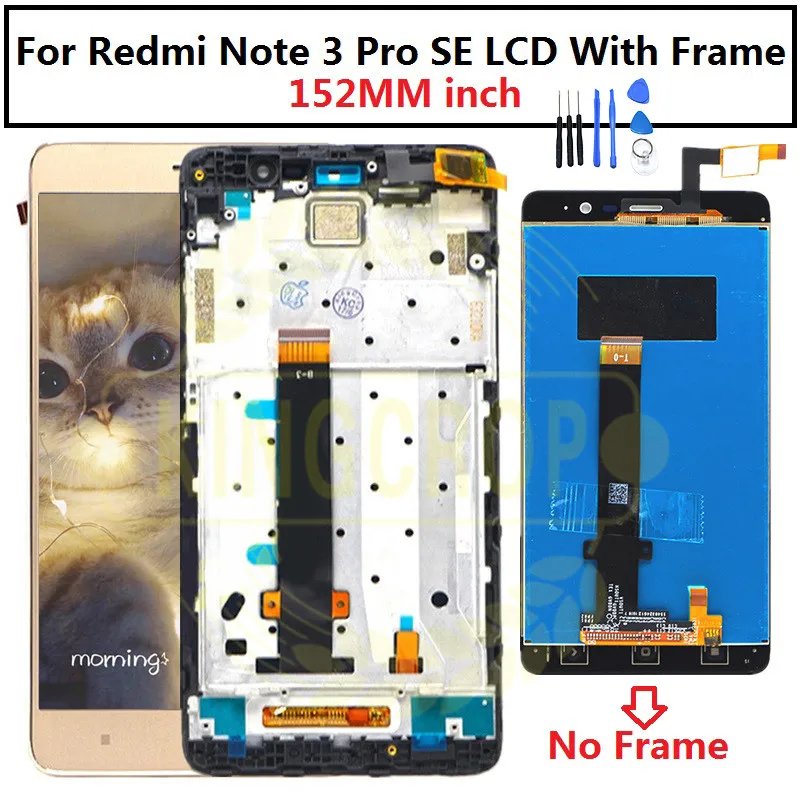 152 мм для 5," Xiaomi Redmi Note 3 Pro SE ЖК-дисплей кодирующий преобразователь сенсорного экрана в сборе+ рамка Redmi Note 3 Special Edition lcd