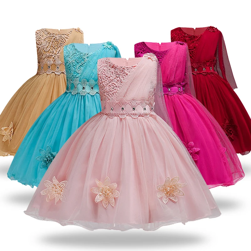 Kids Girls Evening Party Clothes Flower Bridesmaid Dress Elegant Wedding Formal Gown 3-12Yrs Prom Princess | Детская одежда и