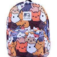 anime neko atsume shoulder bag casual cat backyard nylon backpack 15 inch laptop travel school bag for teenage boys girls