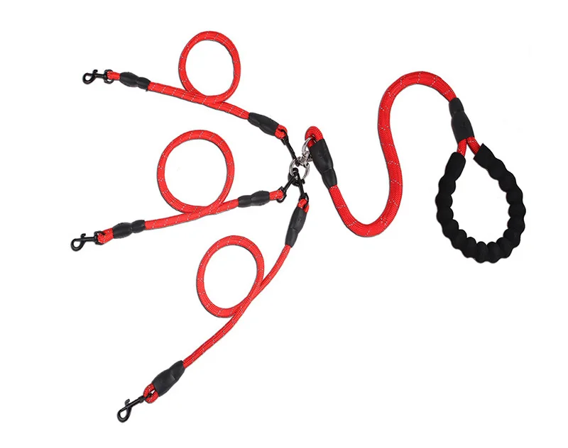 pawstrip Nylon Dog Leash For 2/3/4/5/6 Dogs Padded Handle Pet Dog Leash Rope Walking Running Puppy Leash Coupler For Small Dogs