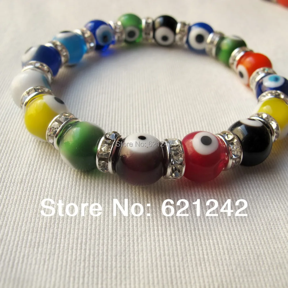 12 шт./лот разноцветный браслет в стиле панк с изображением сглаза модные браслеты