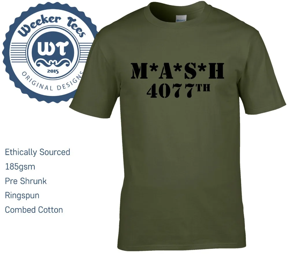 Мужская футболка в стиле милитари Mash 4077Th Tribute армейская зеленая брендовая одежда