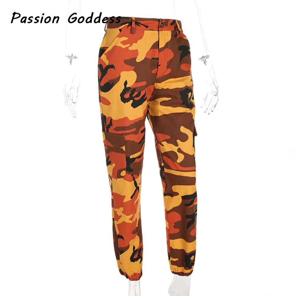 Pantalon Femme, свободные сексуальные штаны, женские камуфляжные панковские брюки, розовые камуфляжные оранжевые фиолетовые розовые спортивные штаны, мешковатые штаны для хип-хопа
