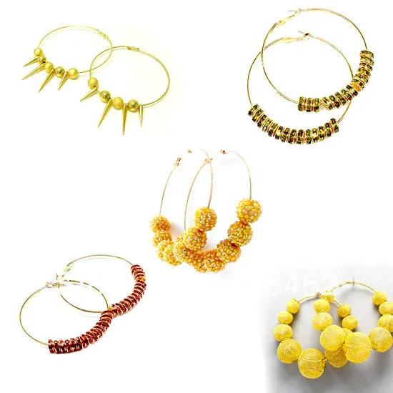 30 шт. золотые баскетбольные серьги обручи Висячие свисающие диаметром 50 мм для