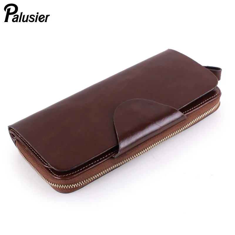 Повседневный Кошелек из воловьей кожи с воском Женский кошелек натуральной