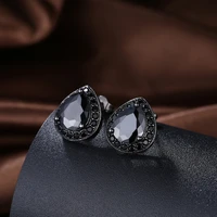 brand designer black gun black cubic zirconia stud earrings for women lady party gift fashion jewelry ae2099