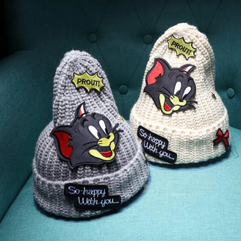 зимние вязаные шапки с принтом том и джерри для женщин .5 цветов|caps for women|beanie knitted